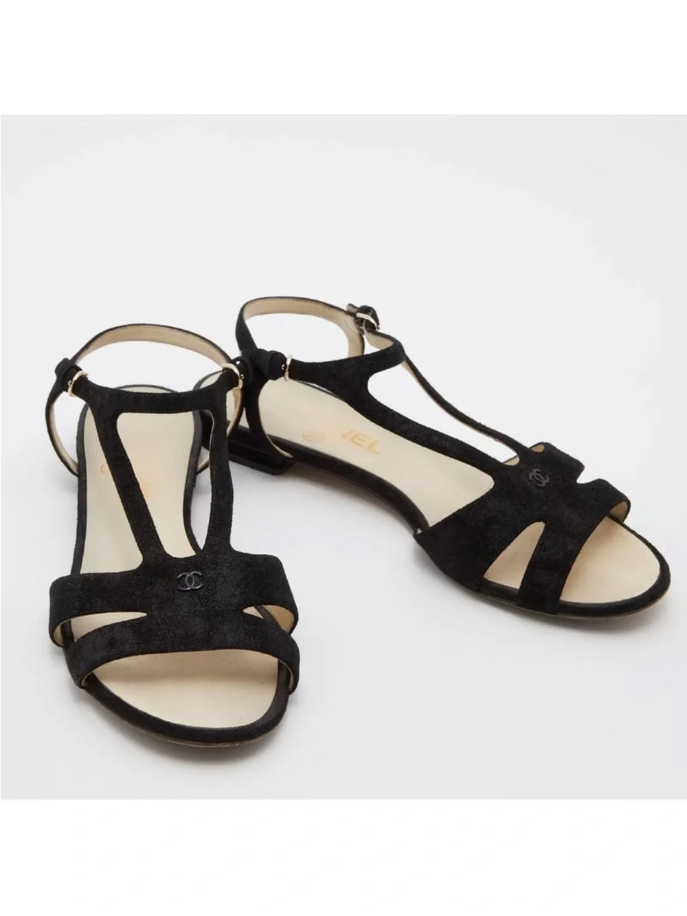 Chanel flat sandals cc logo
